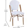 Flash Furniture Lourdes Set of 2 Indoor/Outdoor Commercial Bistro Stack Chairs – White/Gray PE Rattan Back and Seat – Natural Bamboo Print Aluminum Frame(White & Gray/Natural Frame)
