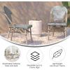 Flash Furniture Marseille 2 Pack Indoor/Outdoor Commercial Bistro Stack Chairs – Black/White Textilene Back & Seat – Light Natural Bamboo Print Aluminum Frame(Black & White/Light Natural Frame)