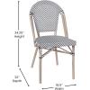 Flash Furniture Marseille 2 Pack Indoor/Outdoor Commercial Bistro Stack Chairs – Black/White Textilene Back & Seat – Light Natural Bamboo Print Aluminum Frame(Black & White/Light Natural Frame)