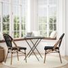 Flash Furniture Marseille 2 Pack Indoor/Outdoor Commercial Bistro Stack Chairs – Black/White Textilene Back & Seat – Light Natural Bamboo Print Aluminum Frame(Black/Natural Frame)