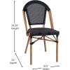 Flash Furniture Marseille 2 Pack Indoor/Outdoor Commercial Bistro Stack Chairs – Black/White Textilene Back & Seat – Light Natural Bamboo Print Aluminum Frame(Black/Natural Frame)