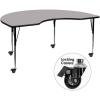 Flash Furniture Mobile 48”W x 72”L Kidney Grey HP Laminate Activity Table – Standard Height Adjustable Legs(Grey)