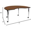 Flash Furniture Mobile 48”W x 72”L Kidney Grey HP Laminate Activity Table – Standard Height Adjustable Legs(Oak)