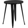 Flash Furniture Napoleon Commercial Grade 24″ Round Black-Antique Gold Metal Indoor-Outdoor Table Set with 2 Vertical Slat Back Chairs(Black)