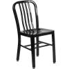 Flash Furniture Napoleon Commercial Grade 24″ Round Black-Antique Gold Metal Indoor-Outdoor Table Set with 2 Vertical Slat Back Chairs(Black)