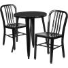 Flash Furniture Napoleon Commercial Grade 24″ Round Black-Antique Gold Metal Indoor-Outdoor Table Set with 2 Vertical Slat Back Chairs(Black)