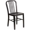 Flash Furniture Napoleon Commercial Grade 24″ Round Black-Antique Gold Metal Indoor-Outdoor Table Set with 2 Vertical Slat Back Chairs(Black-antique Gold)