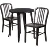 Flash Furniture Napoleon Commercial Grade 24″ Round Black-Antique Gold Metal Indoor-Outdoor Table Set with 2 Vertical Slat Back Chairs(Black-antique Gold)