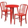 Flash Furniture Napoleon Commercial Grade 24″ Round Black-Antique Gold Metal Indoor-Outdoor Table Set with 2 Vertical Slat Back Chairs(Red)