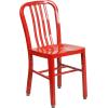 Flash Furniture Napoleon Commercial Grade 24″ Round Black-Antique Gold Metal Indoor-Outdoor Table Set with 2 Vertical Slat Back Chairs(Red)