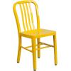 Flash Furniture Napoleon Commercial Grade 24″ Round Black-Antique Gold Metal Indoor-Outdoor Table Set with 2 Vertical Slat Back Chairs(Yellow)