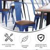 Flash Furniture Perry Indoor/Outdoor Commercial Stackable Chair with Polystyrene Seat – Blue Metal Frame – Teak Poly Resin Seat – Rounded Seat Edges for Comfort(Blue/Teak)