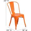 Flash Furniture Perry Indoor/Outdoor Commercial Stackable Chair with Polystyrene Seat – Blue Metal Frame – Teak Poly Resin Seat – Rounded Seat Edges for Comfort(Orange/Teak)