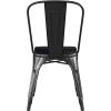 Flash Furniture Perry Indoor/Outdoor Commercial Stackable Chair with Polystyrene Seat – Blue Metal Frame – Teak Poly Resin Seat – Rounded Seat Edges for Comfort(Black/Black)