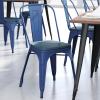 Flash Furniture Perry Indoor/Outdoor Commercial Stackable Chair with Polystyrene Seat – Blue Metal Frame – Teak Poly Resin Seat – Rounded Seat Edges for Comfort(Blue/Teal-blue)