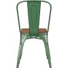 Flash Furniture Perry Indoor/Outdoor Commercial Stackable Chair with Polystyrene Seat – Blue Metal Frame – Teak Poly Resin Seat – Rounded Seat Edges for Comfort(Green/Teak)