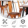 Flash Furniture Perry Indoor/Outdoor Commercial Stackable Chair with Polystyrene Seat – Blue Metal Frame – Teak Poly Resin Seat – Rounded Seat Edges for Comfort(Orange/Teak)