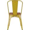 Flash Furniture Perry Indoor/Outdoor Commercial Stackable Chair with Polystyrene Seat – Blue Metal Frame – Teak Poly Resin Seat – Rounded Seat Edges for Comfort(Yellow)