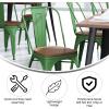 Flash Furniture Perry Indoor/Outdoor Commercial Stackable Chair with Polystyrene Seat – Blue Metal Frame – Teak Poly Resin Seat – Rounded Seat Edges for Comfort(Green/Teak)