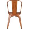 Flash Furniture Perry Indoor/Outdoor Commercial Stackable Chair with Polystyrene Seat – Blue Metal Frame – Teak Poly Resin Seat – Rounded Seat Edges for Comfort(Orange/Teak)