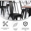 Flash Furniture Perry Indoor/Outdoor Commercial Stackable Chair with Polystyrene Seat – Blue Metal Frame – Teak Poly Resin Seat – Rounded Seat Edges for Comfort(Black/Black)