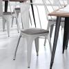 Flash Furniture Perry Indoor/Outdoor Commercial Stackable Chair with Polystyrene Seat – Blue Metal Frame – Teak Poly Resin Seat – Rounded Seat Edges for Comfort(White)