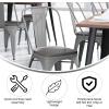 Flash Furniture Perry Indoor/Outdoor Commercial Stackable Chair with Polystyrene Seat – Blue Metal Frame – Teak Poly Resin Seat – Rounded Seat Edges for Comfort(Silver/Gray)