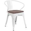 Flash Furniture Blue Metal Chair with Wood Seat and Arms(White)