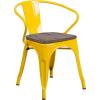 Flash Furniture Blue Metal Chair with Wood Seat and Arms(Yellow)