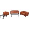Flash Furniture HERCULES Imperial Series Reception Set in Black LeatherSoft(Cognac)