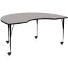 Flash Furniture Mobile 48”W x 72”L Kidney Grey HP Laminate Activity Table – Standard Height Adjustable Legs(Grey)