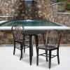 Flash Furniture Napoleon Commercial Grade 24″ Round Black-Antique Gold Metal Indoor-Outdoor Table Set with 2 Vertical Slat Back Chairs(Black-antique Gold)