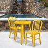 Flash Furniture Napoleon Commercial Grade 24″ Round Black-Antique Gold Metal Indoor-Outdoor Table Set with 2 Vertical Slat Back Chairs(Yellow)
