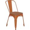 Flash Furniture Perry Indoor/Outdoor Commercial Stackable Chair with Polystyrene Seat – Blue Metal Frame – Teak Poly Resin Seat – Rounded Seat Edges for Comfort(Orange/Teak)