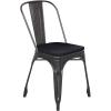 Flash Furniture Perry Indoor/Outdoor Commercial Stackable Chair with Polystyrene Seat – Blue Metal Frame – Teak Poly Resin Seat – Rounded Seat Edges for Comfort(Black-antique Gold/Black)