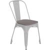 Flash Furniture Perry Indoor/Outdoor Commercial Stackable Chair with Polystyrene Seat – Blue Metal Frame – Teak Poly Resin Seat – Rounded Seat Edges for Comfort(White)