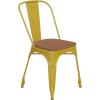 Flash Furniture Perry Indoor/Outdoor Commercial Stackable Chair with Polystyrene Seat – Blue Metal Frame – Teak Poly Resin Seat – Rounded Seat Edges for Comfort(Yellow)