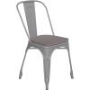 Flash Furniture Perry Indoor/Outdoor Commercial Stackable Chair with Polystyrene Seat – Blue Metal Frame – Teak Poly Resin Seat – Rounded Seat Edges for Comfort(Silver/Gray)