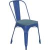 Flash Furniture Perry Indoor/Outdoor Commercial Stackable Chair with Polystyrene Seat – Blue Metal Frame – Teak Poly Resin Seat – Rounded Seat Edges for Comfort(Blue/Teal-blue)
