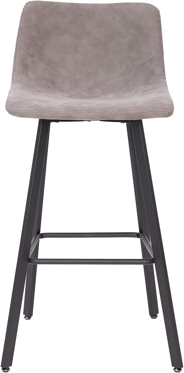 image:imageFlash Furniture Caleb Modern Commercial Barstools with Footrests Gray LeatherSoft 30 Inch Black Matte Iron Frame Armless Set of 2