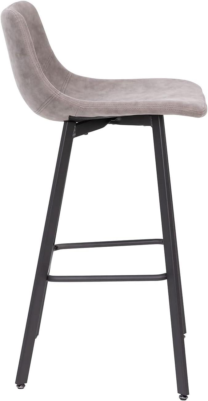 image:imageFlash Furniture Caleb Modern Commercial Barstools with Footrests Gray LeatherSoft 30 Inch Black Matte Iron Frame Armless Set of 2