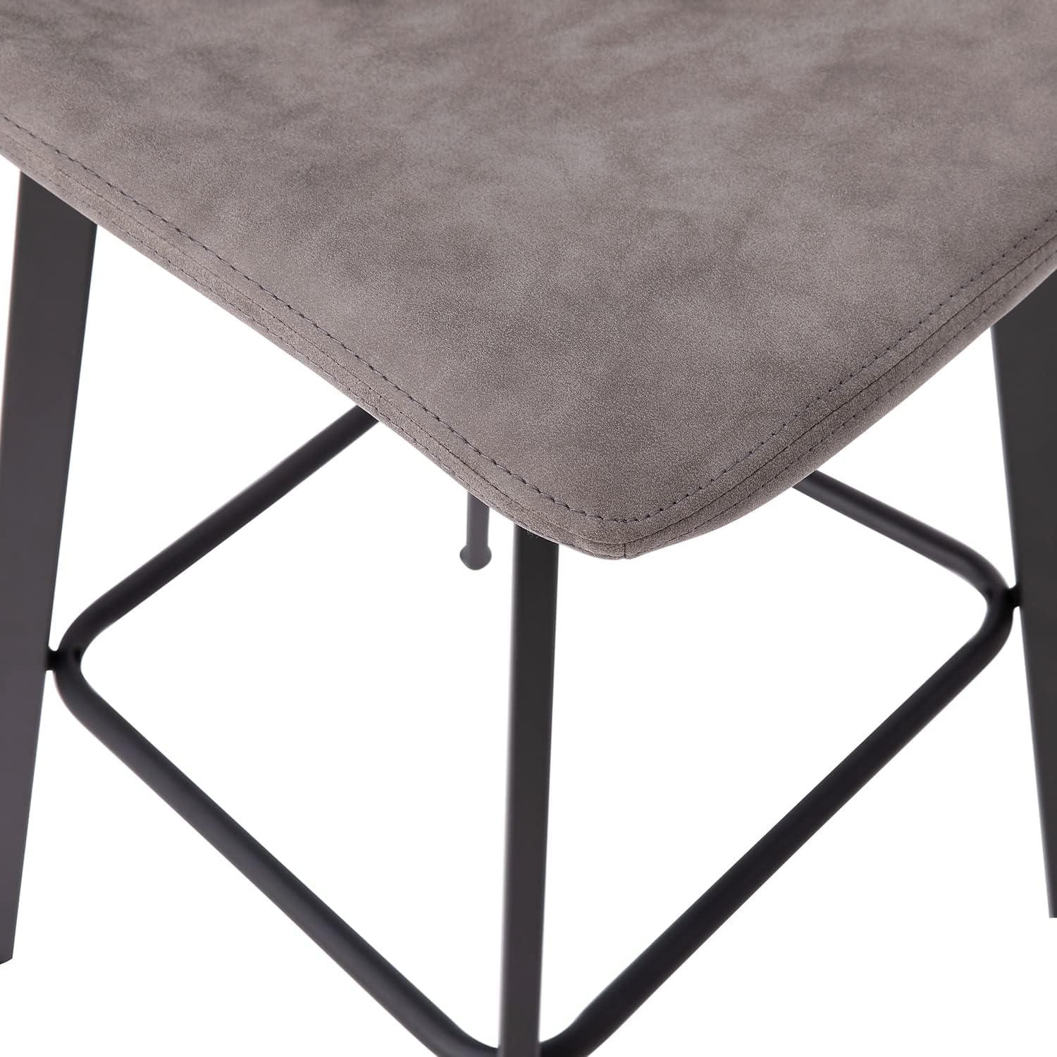 image:imageFlash Furniture Caleb Modern Commercial Barstools with Footrests Gray LeatherSoft 30 Inch Black Matte Iron Frame Armless Set of 2