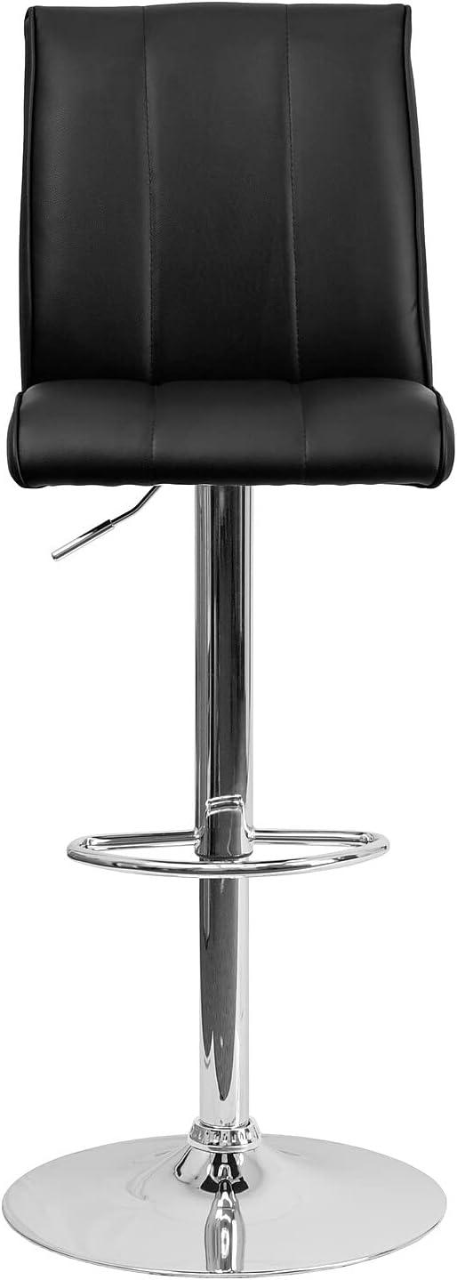 image:imageFlash Furniture Charles 2 Pk Contemporary White Vinyl Adjustable Height Barstool with Vertical Stitch Panel Back and Chrome BaseBlack