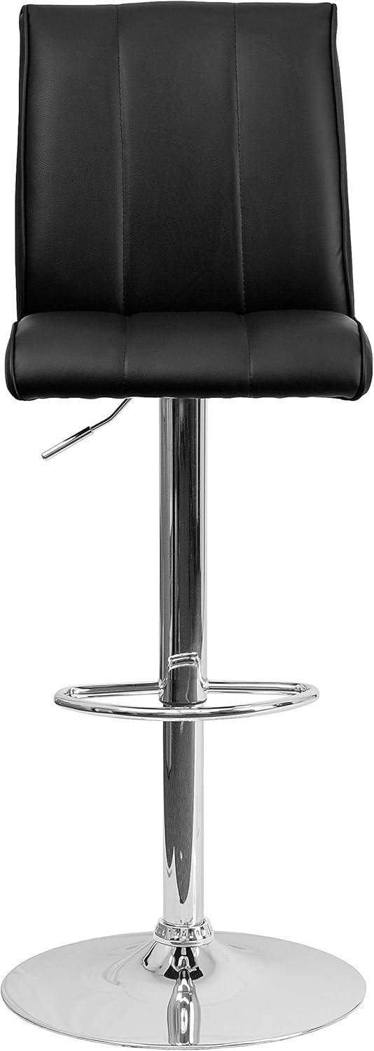 image:imageFlash Furniture Charles 2 Pk Contemporary White Vinyl Adjustable Height Barstool with Vertical Stitch Panel Back and Chrome BaseBlack