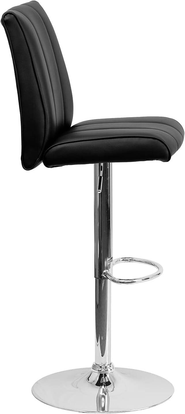 image:imageFlash Furniture Charles 2 Pk Contemporary White Vinyl Adjustable Height Barstool with Vertical Stitch Panel Back and Chrome BaseBlack