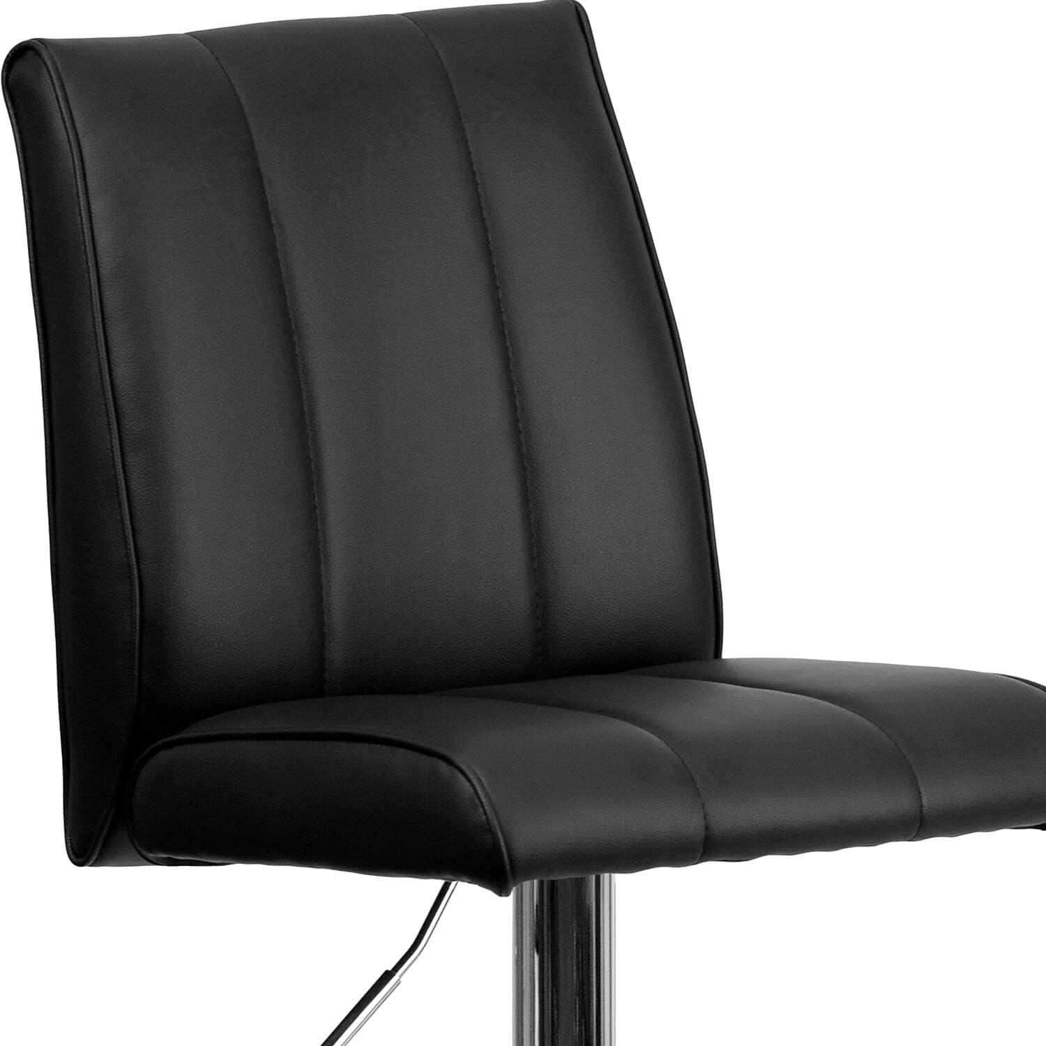image:imageFlash Furniture Charles 2 Pk Contemporary White Vinyl Adjustable Height Barstool with Vertical Stitch Panel Back and Chrome BaseBlack