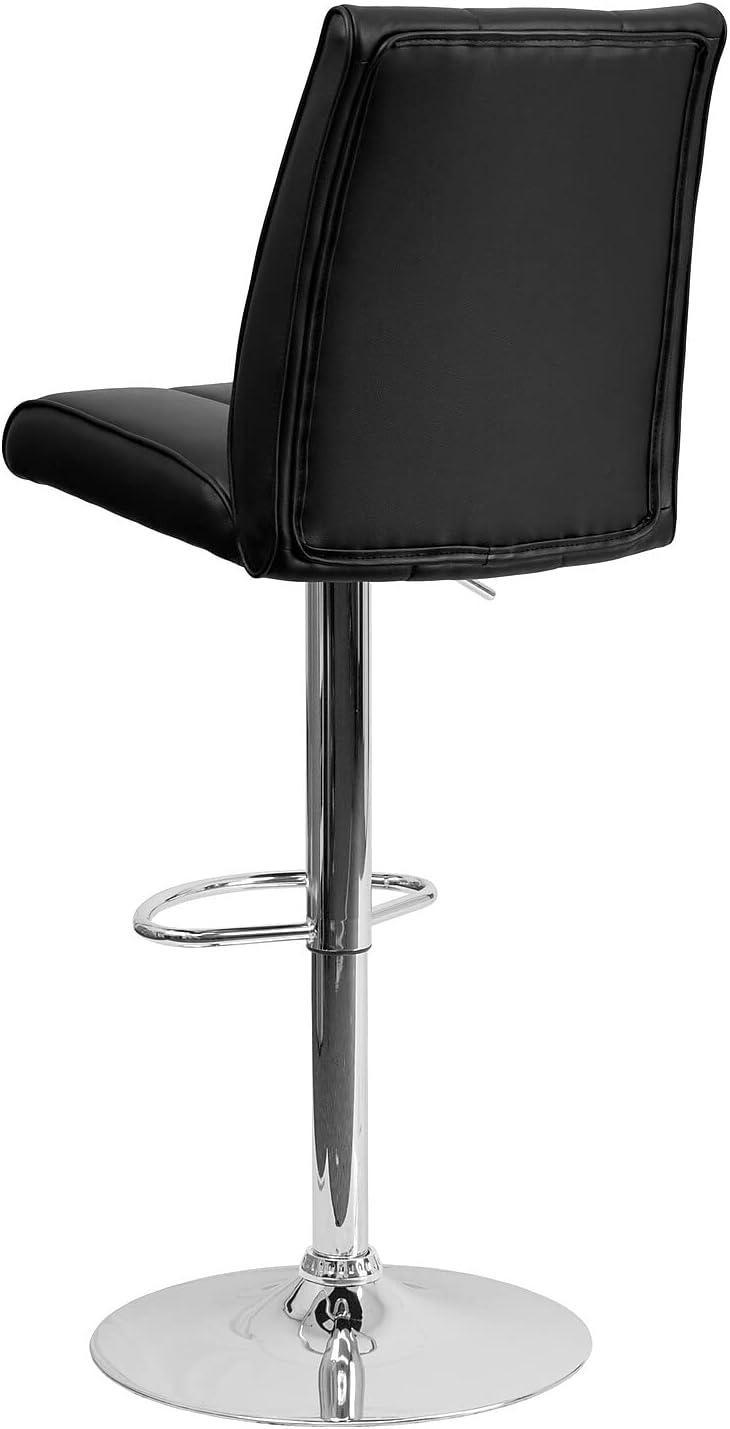image:imageFlash Furniture Charles 2 Pk Contemporary White Vinyl Adjustable Height Barstool with Vertical Stitch Panel Back and Chrome BaseBlack