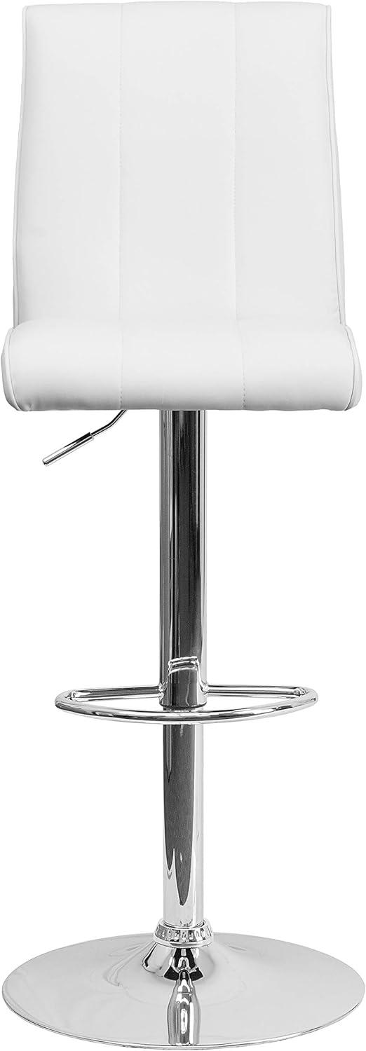 image:imageFlash Furniture Charles 2 Pk Contemporary White Vinyl Adjustable Height Barstool with Vertical Stitch Panel Back and Chrome BaseWhite