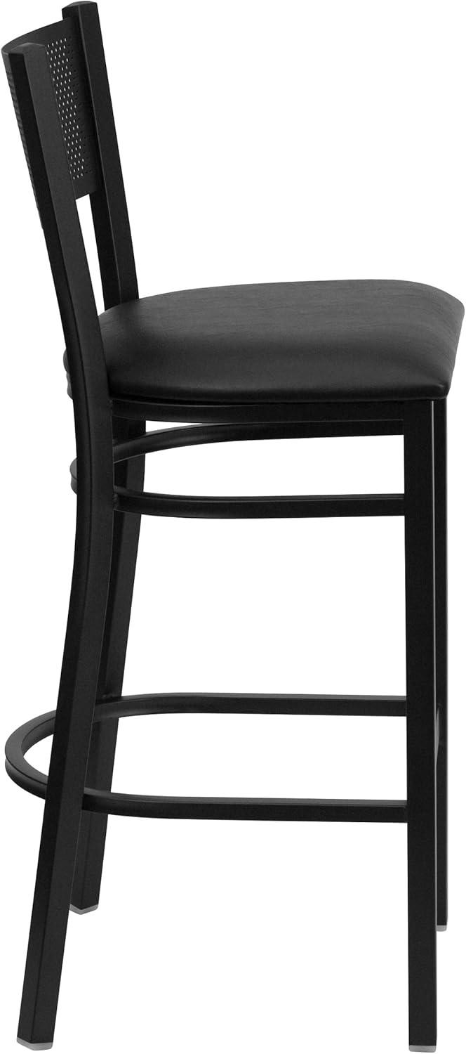 image:imageFlash Furniture HERCULES Series Black Grid Back Metal Restaurant Barstool Burgundy Vinyl Seat Pack of 1Black Vinyl SeatBlack Metal Frame