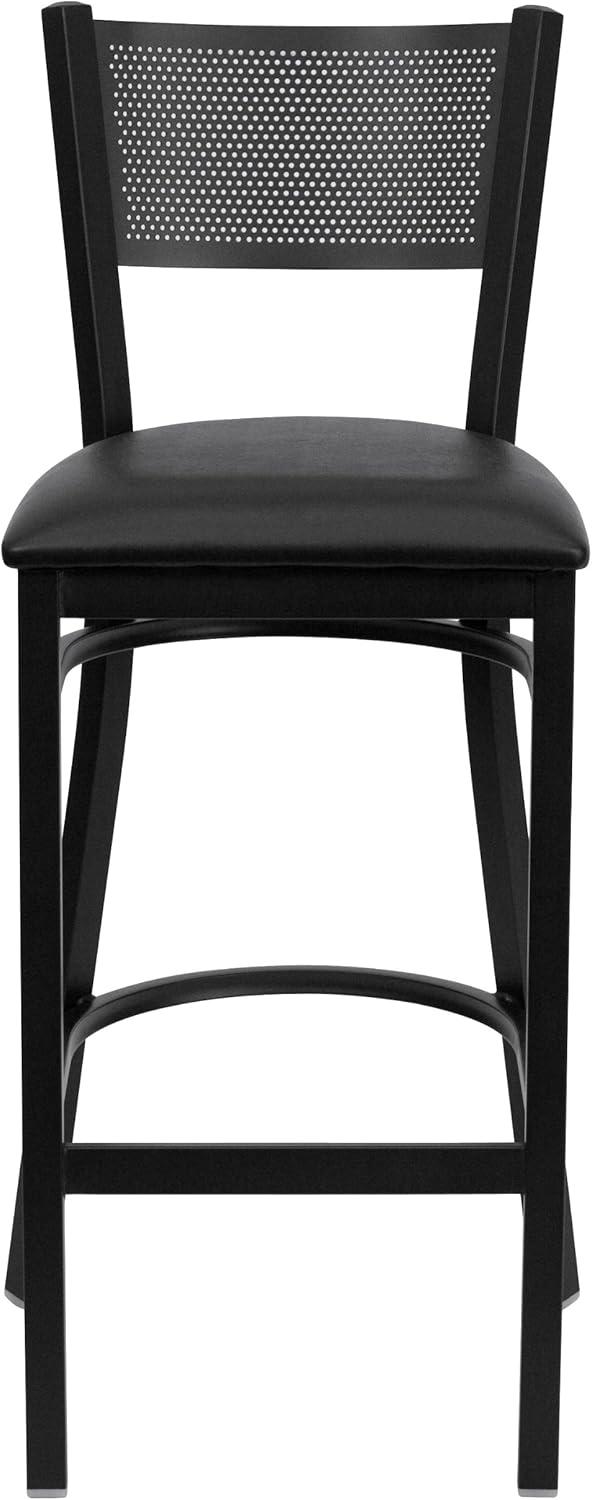 image:imageFlash Furniture HERCULES Series Black Grid Back Metal Restaurant Barstool Burgundy Vinyl Seat Pack of 1Black Vinyl SeatBlack Metal Frame